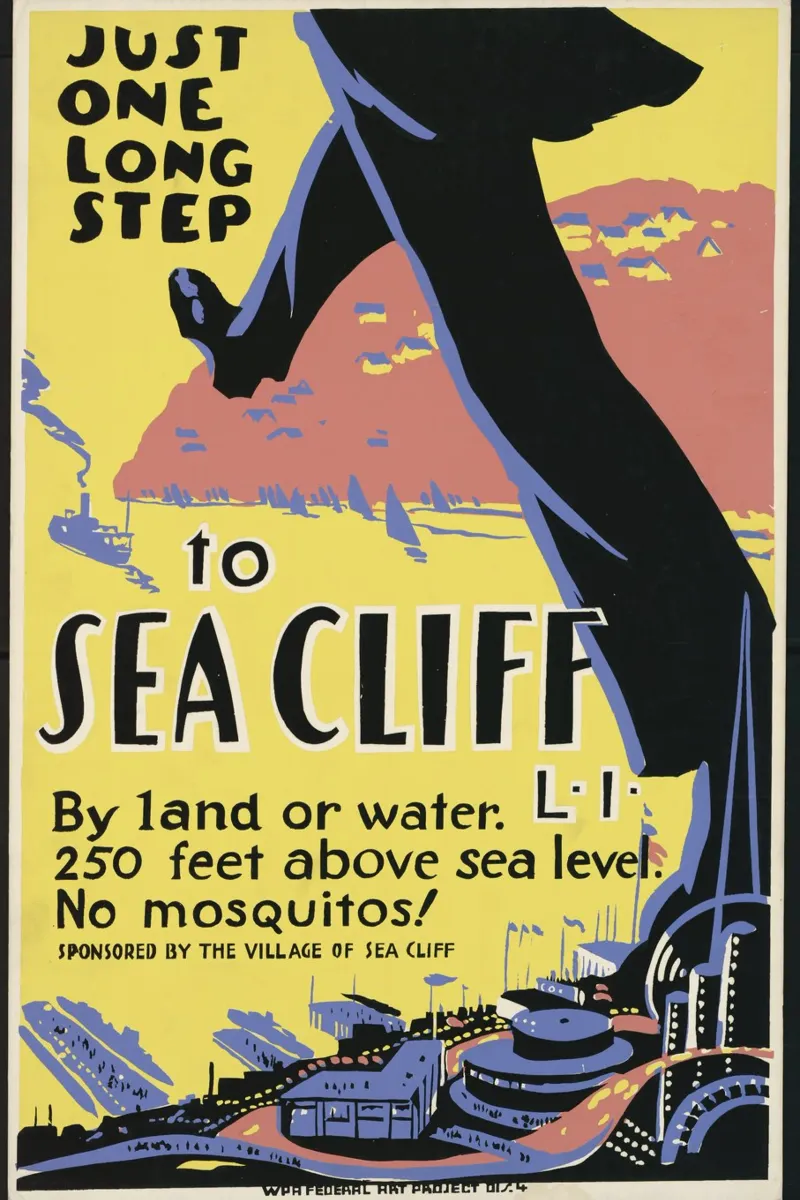 Poster di viaggio WPA Sea Cliff Long Island Stampa d'arte poster con telaio in plastica da homdeco