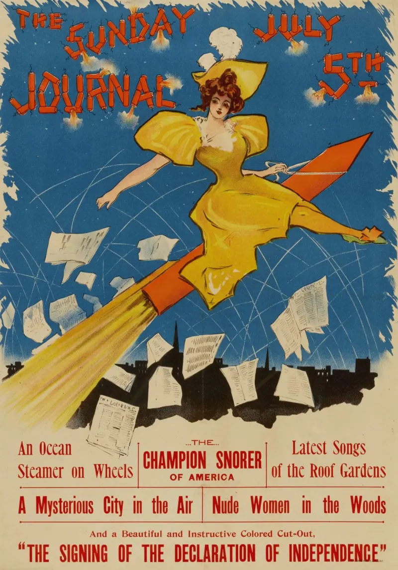 Vintage Sunday Journal Poster Art Nouveau Rocket Print tela con Cornice a cassetta da homdeco