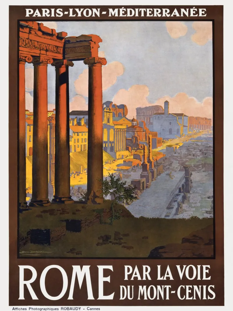 Poster di viaggio d'epoca su Roma Parigi-Lione-Méditerranée poster da homdeco
