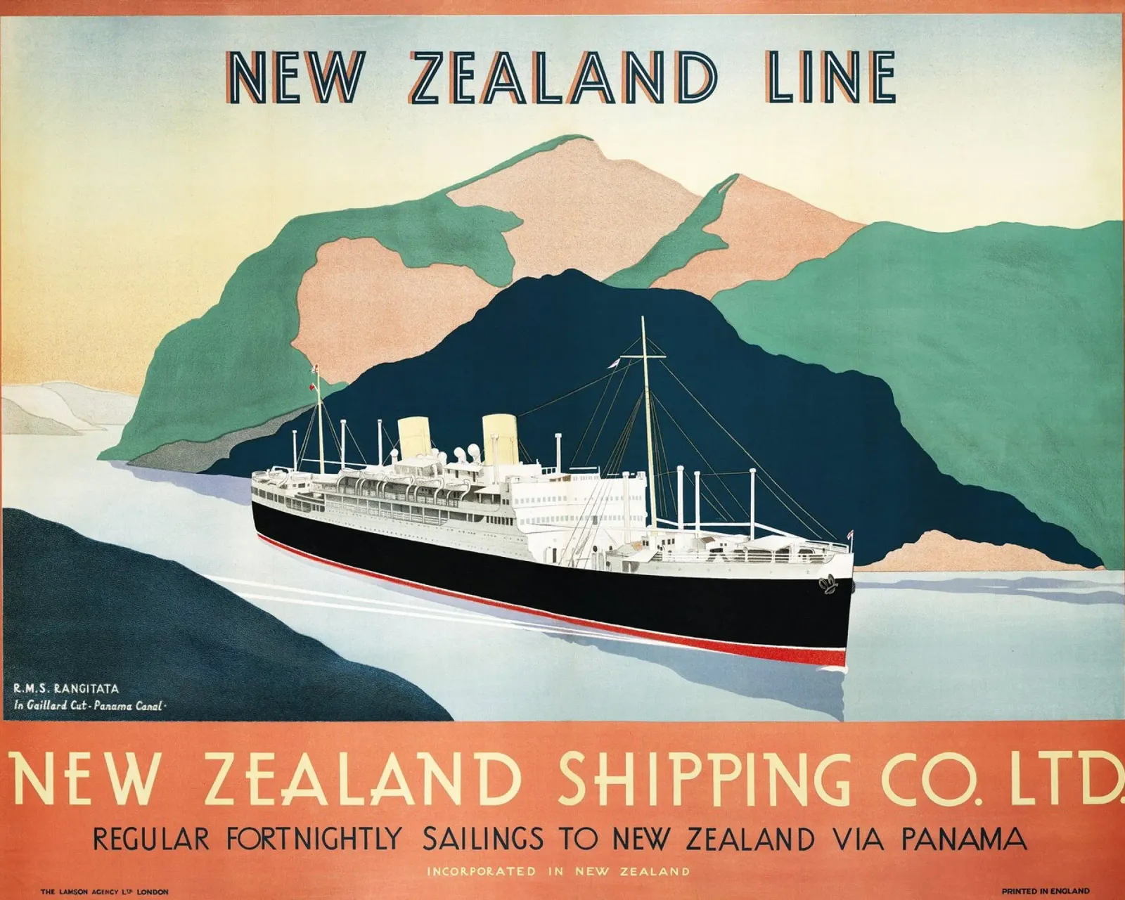 Poster di viaggio d'epoca della New Zealand Line Ocean Liner poster con telaio in alluminio da homdeco