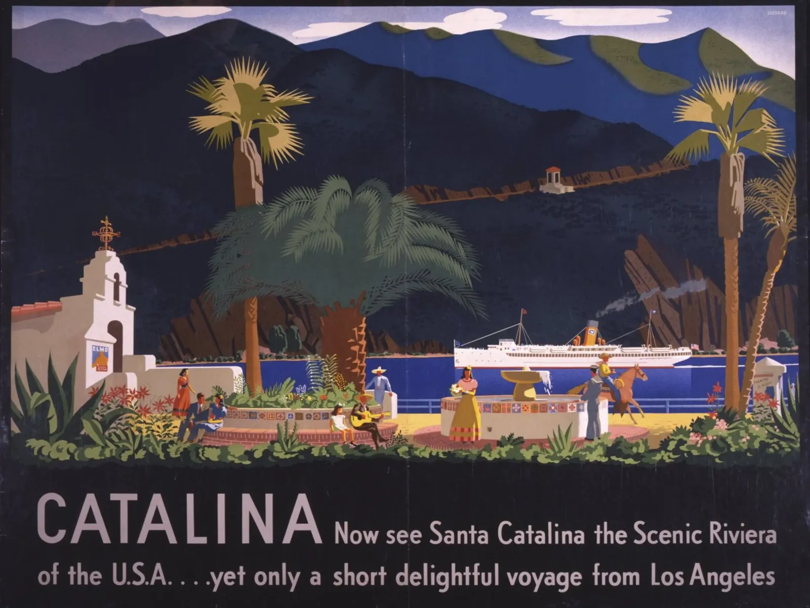 Poster di viaggio d'epoca sull'isola di Catalina Stampa Art Deco poster con telaio in plastica da homdeco