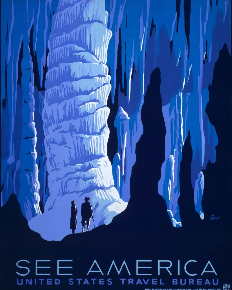 Zie Amerika Carlsbad Caverns WPA Poster Art Print canvas met Baklijst van homdeco