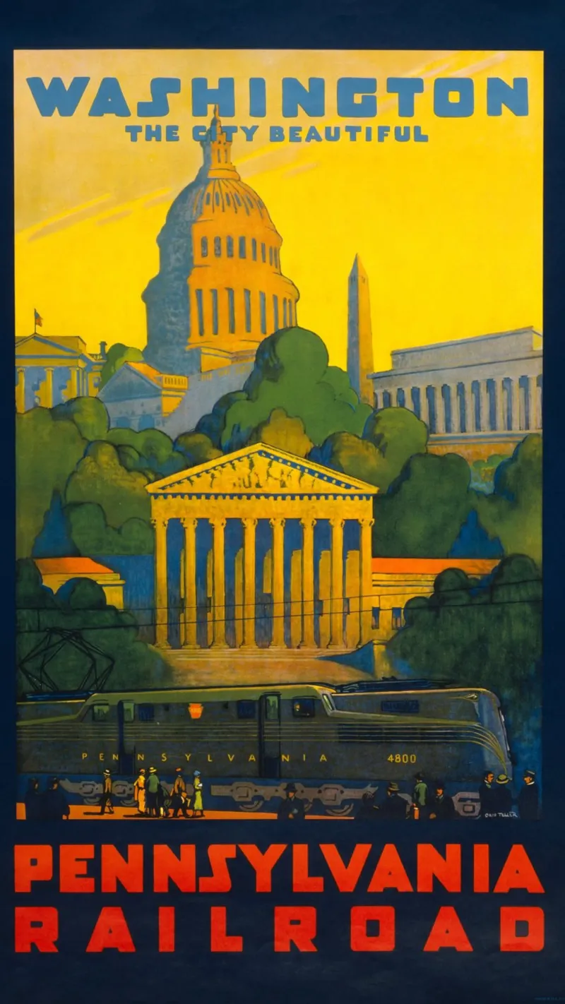 Poster d'epoca della ferrovia della Pennsylvania di Washington D.C. tela con Cornice a cassetta da homdeco