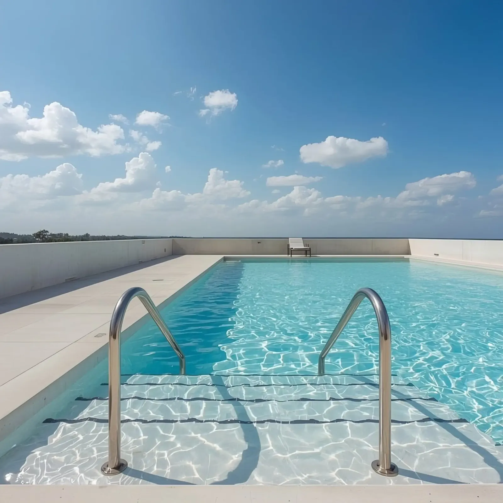 Rooftop Swimming Pool with Handrails and Blue Sky canvas with Floater frame by DesignDoodle