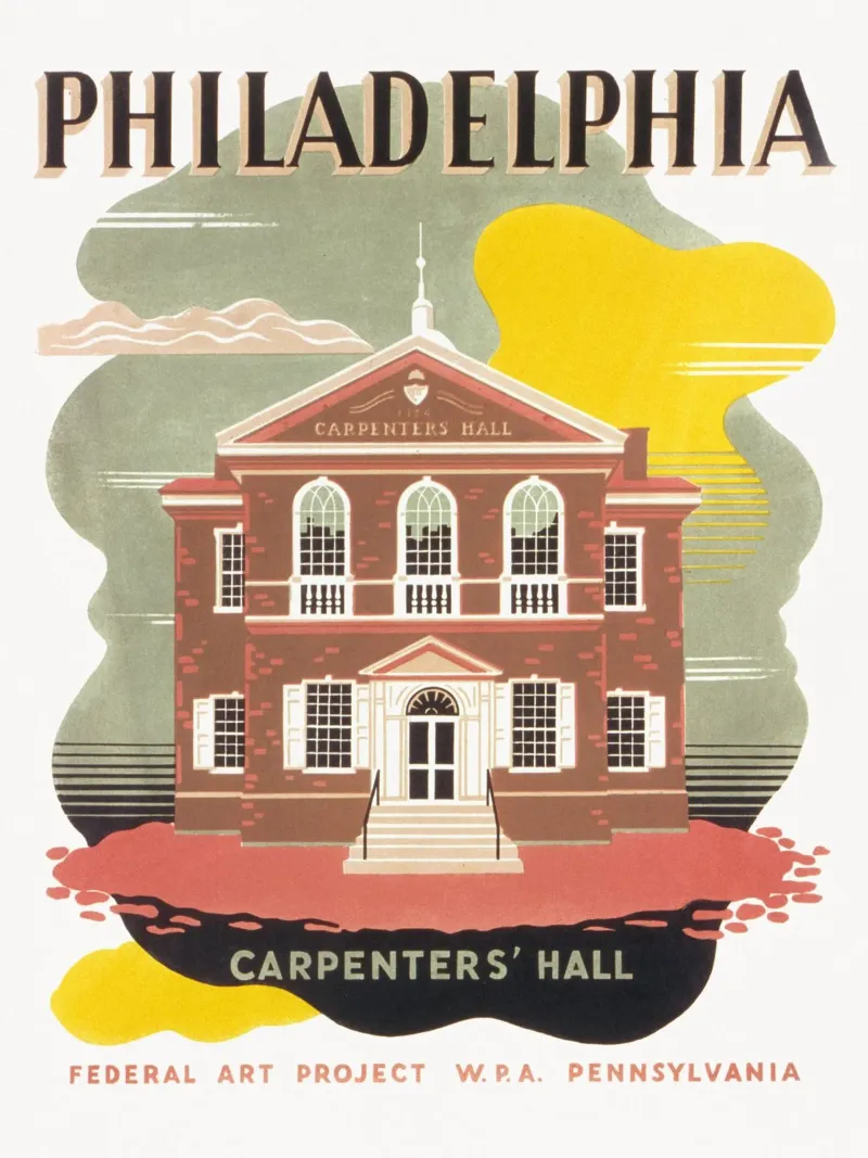 Poster d'epoca della WPA Philadelphia Carpenters' Hall poster da homdeco