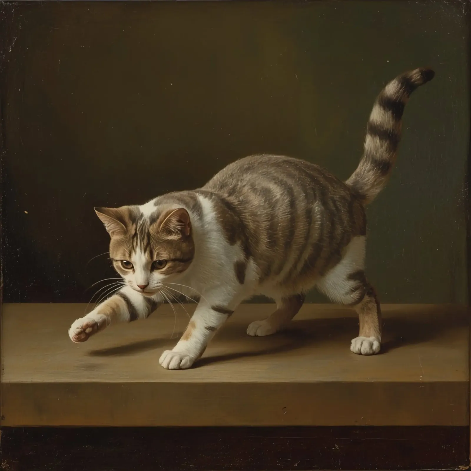 Tabby and White Cat on Table canvas with Floater frame by DesignDoodle