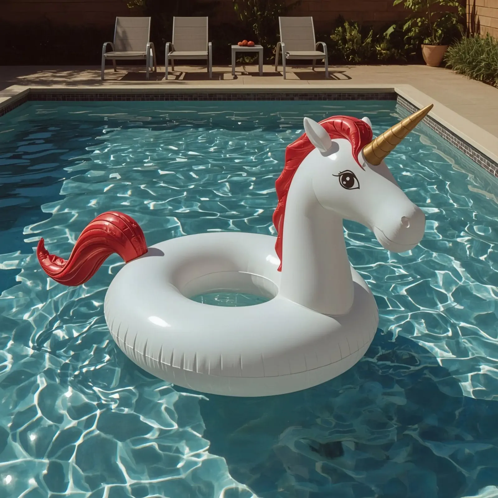 Unicorn Inflatable in Swimming Pool canvas with Floater frame by DesignDoodle