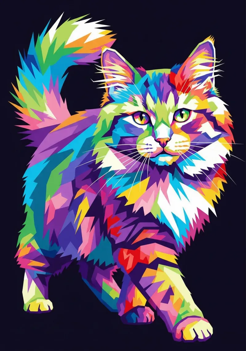 Gatto colorato (1) pellicola backlit da Wild Life studio