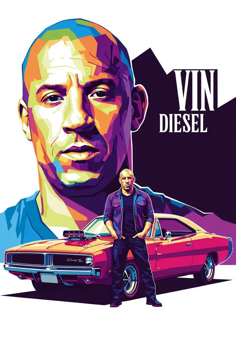 Vin Diesel - Dominic Toretto (2) poster con telaio in alluminio da Hantamrata