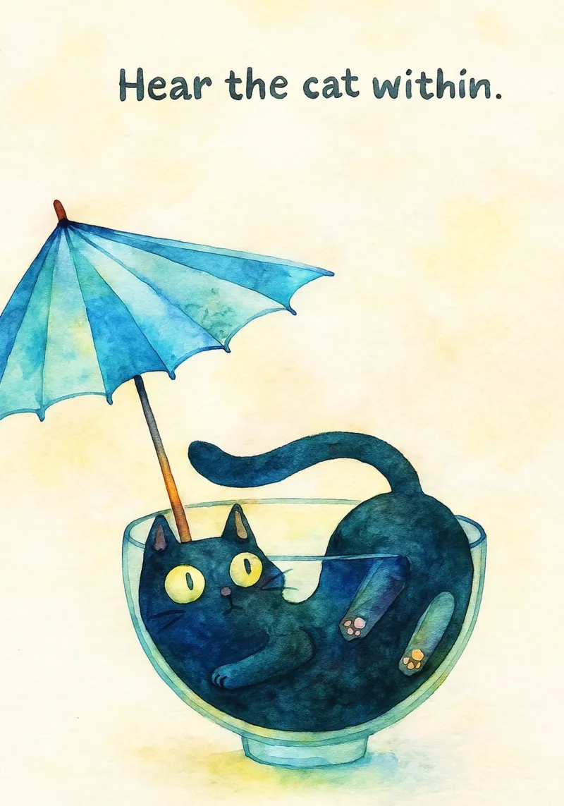 sentire il gatto all'interno dell'illustrazione del disegno poster da citralake