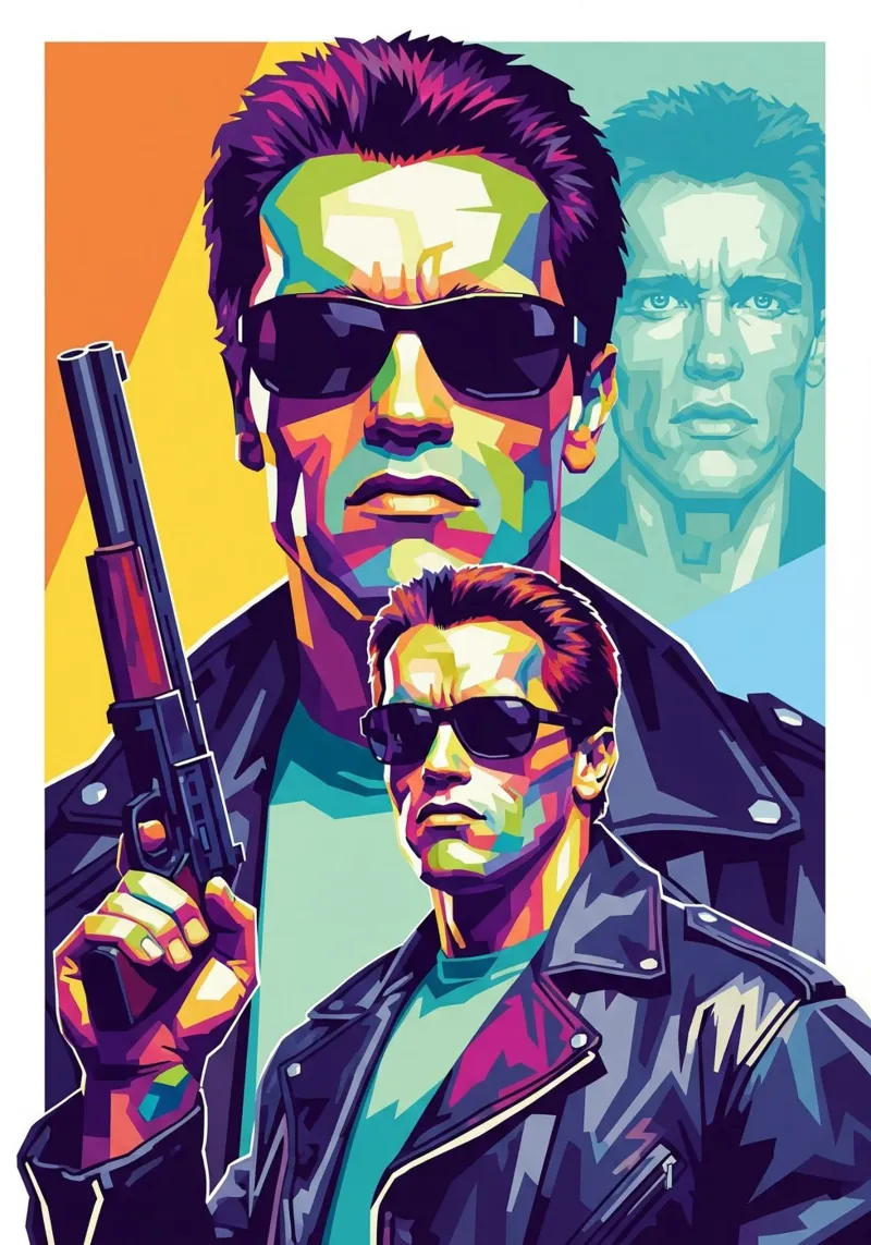 Terminator - Arnold Schwarzenegger (1) poster con telaio in alluminio da Hantamrata