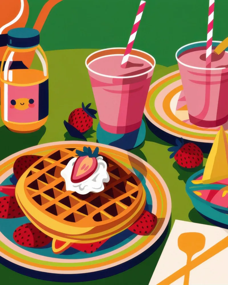 Waffle e frullato pellicola backlit da Irish Strokes