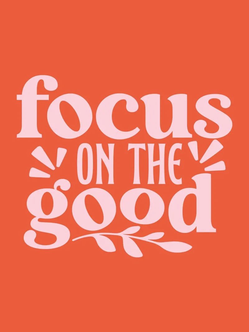 "Design tipografico "Focus on the Good poster con telaio in legno da Ink &Echo