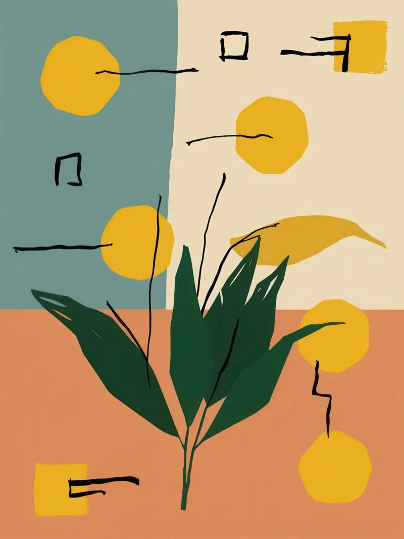 Abstracte tuinstudie canvas met Baklijst van Luna Aura