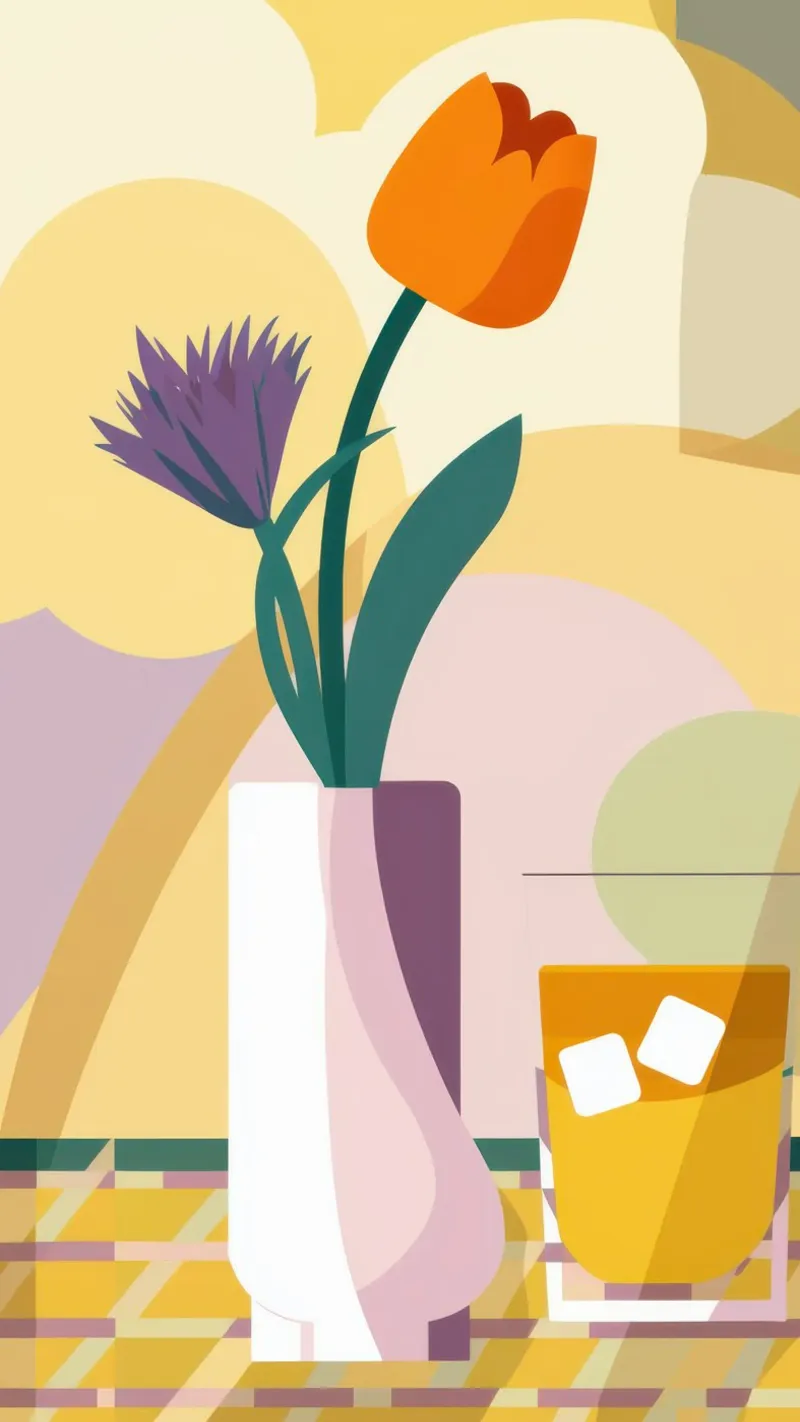 Eenzame tulp verstilling canvas met Baklijst van Trace Brush