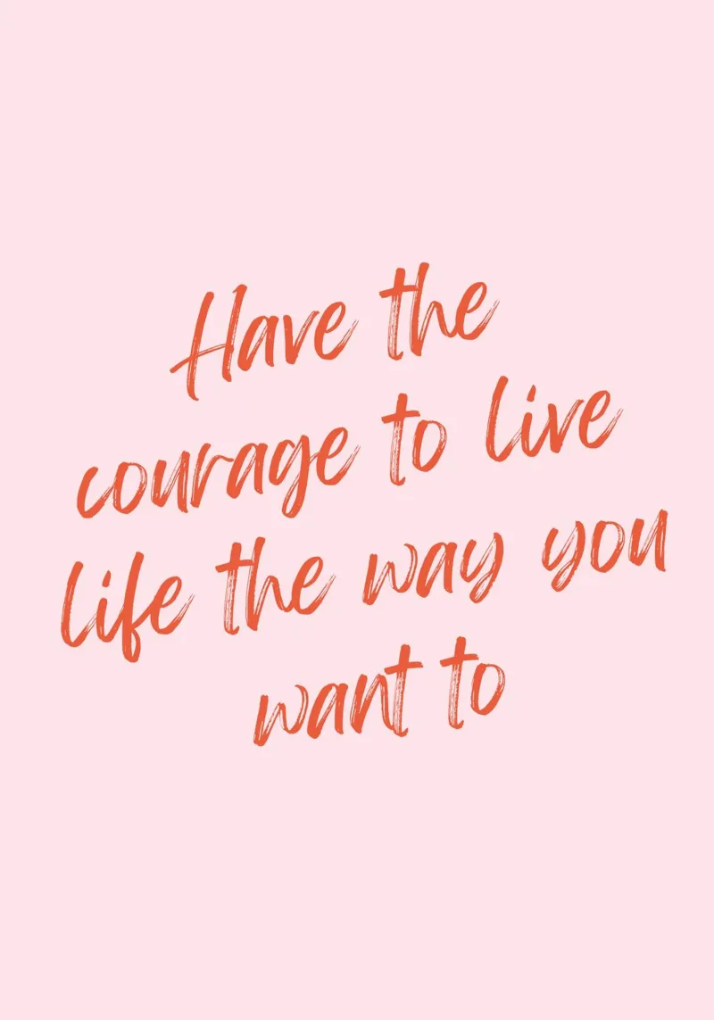 Empowering Quote Print - Bold Red Brush Script auf Rosa Poster mit Aluminium Rahmen von Ink &Echo