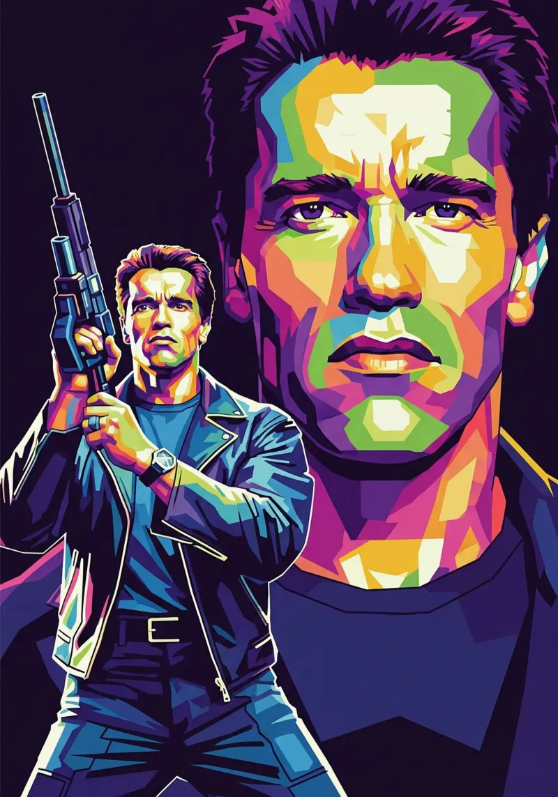 Terminator - Arnold Schwarzenegger (5) poster con telaio in alluminio da Hantamrata