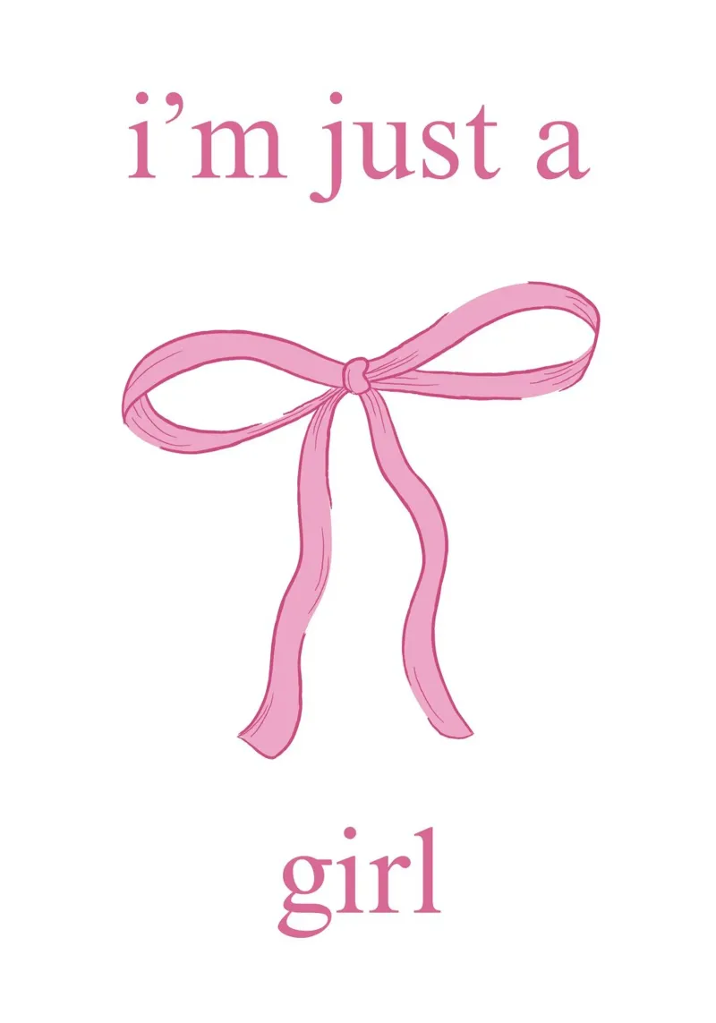 Soft Feminine Quote Print - "I'm Just a Girl" (Je suis juste une fille) poster avec cadre en plastique de Ink &Echo