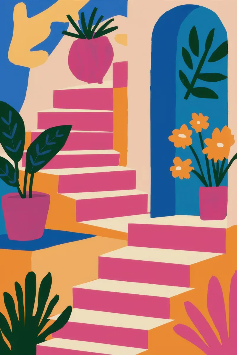 Passaggio della scala rosa poster da Irish Strokes
