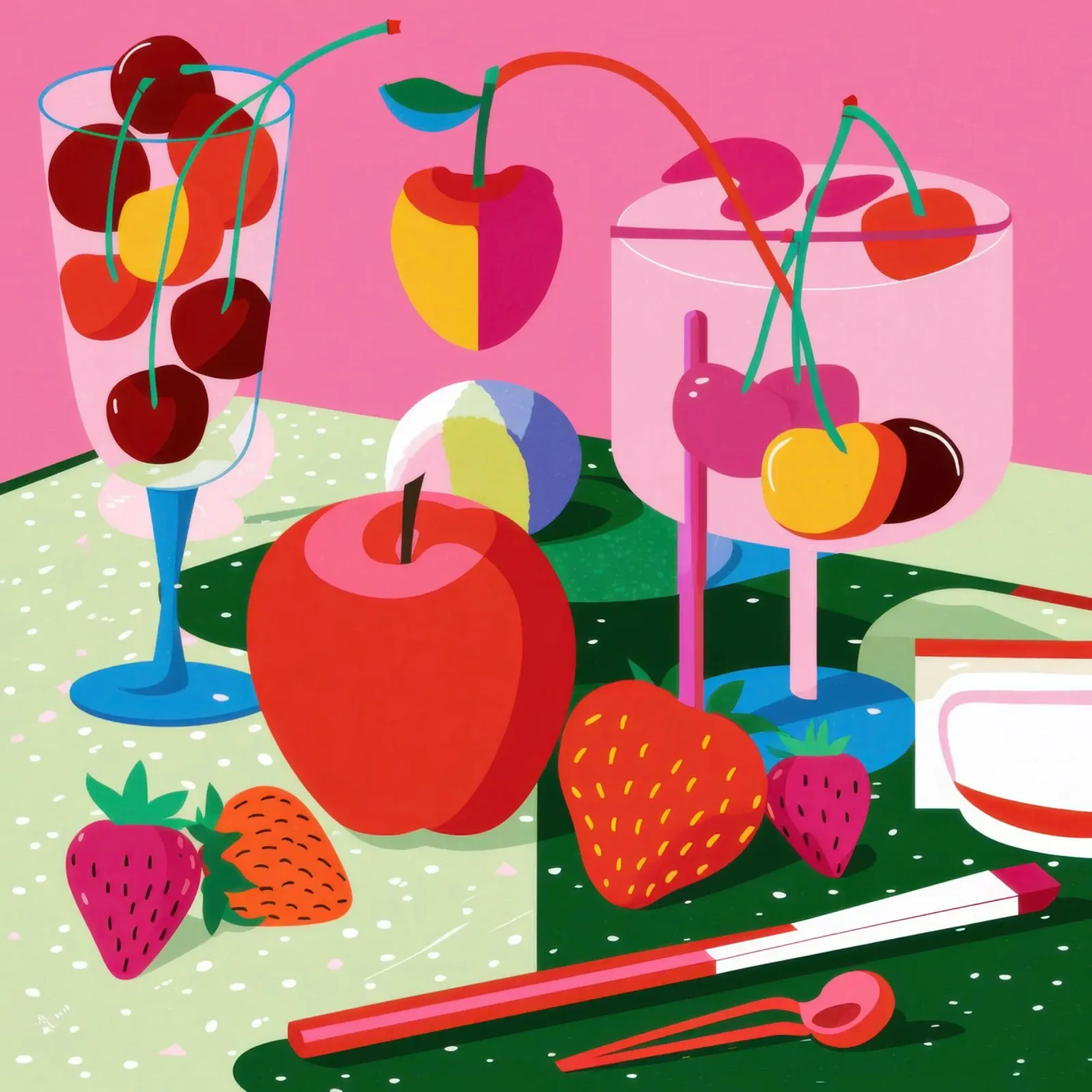 Pila di frutta Pop Art poster da Trace Brush