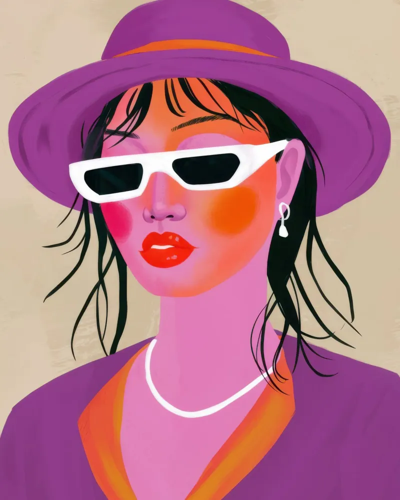 Diva della Pop Art viola tela con Cornice a cassetta da Luna Aura