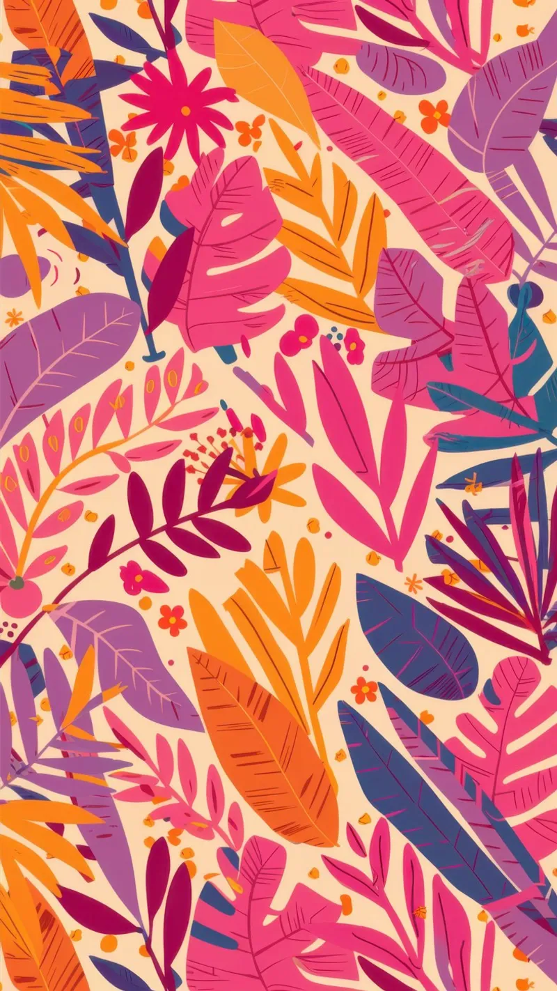 Vibrant Leaf Pattern canvas with Floater frame by Irish Strokes