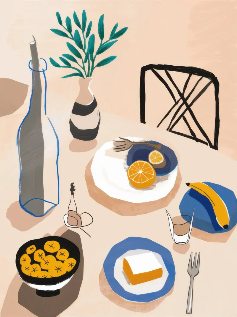 Modernist Dinner Table Poster mit Kunststoffrahmen von Gaia Viesta