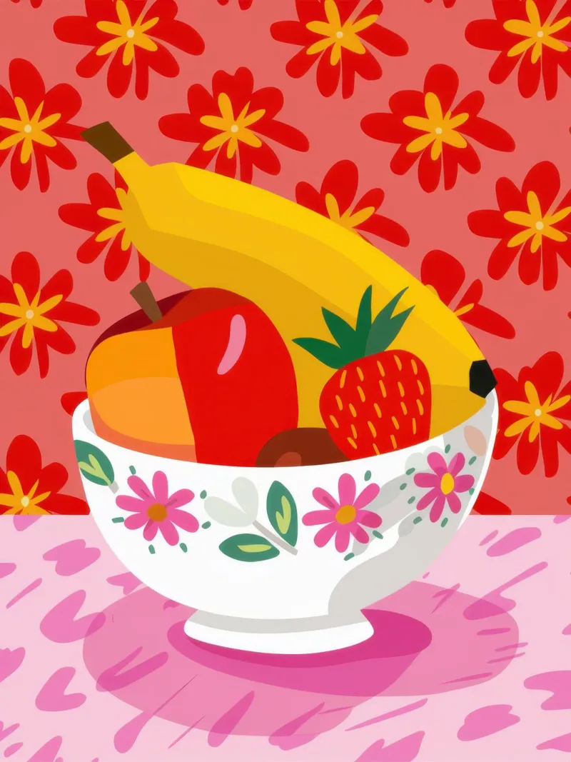 Ciotola di frutta generosa poster con telaio in legno da Irish Strokes