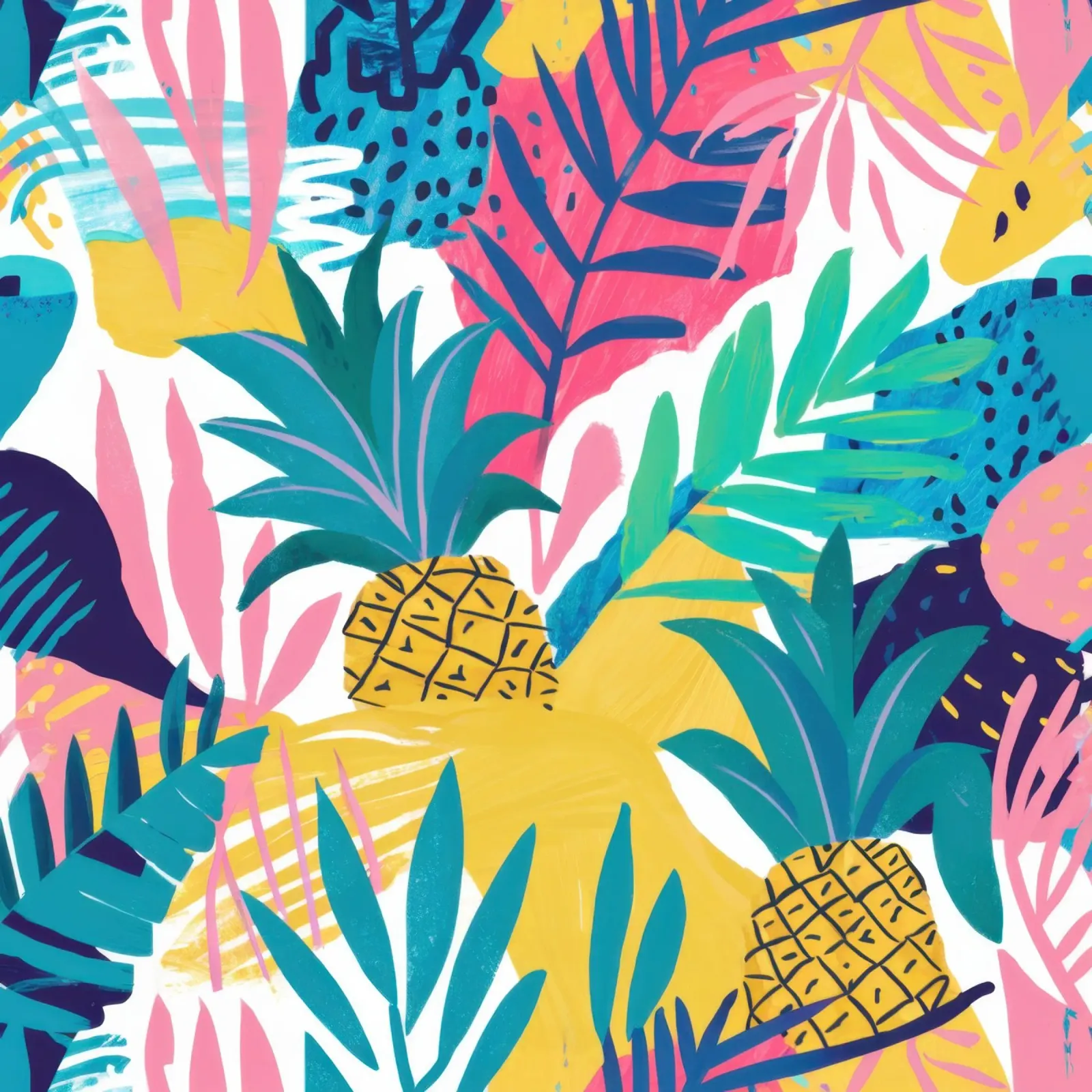 Paradiso della giungla degli ananas poster con telaio in legno da Gaia Viesta