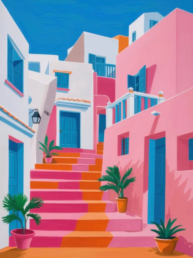 Santorini Color Steps poster da Trace Brush
