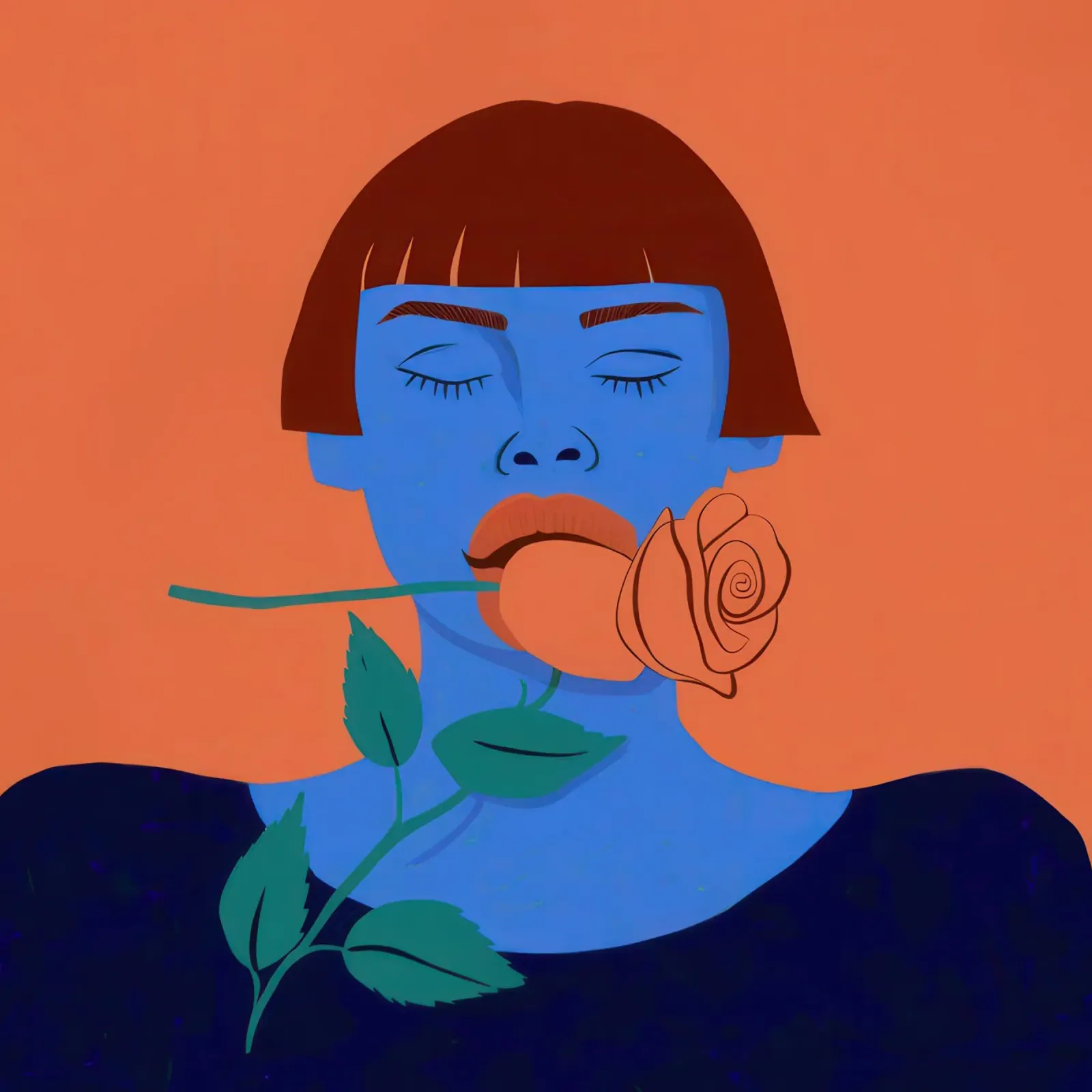 Rosa Blu Mood poster con telaio in plastica da Irish Strokes