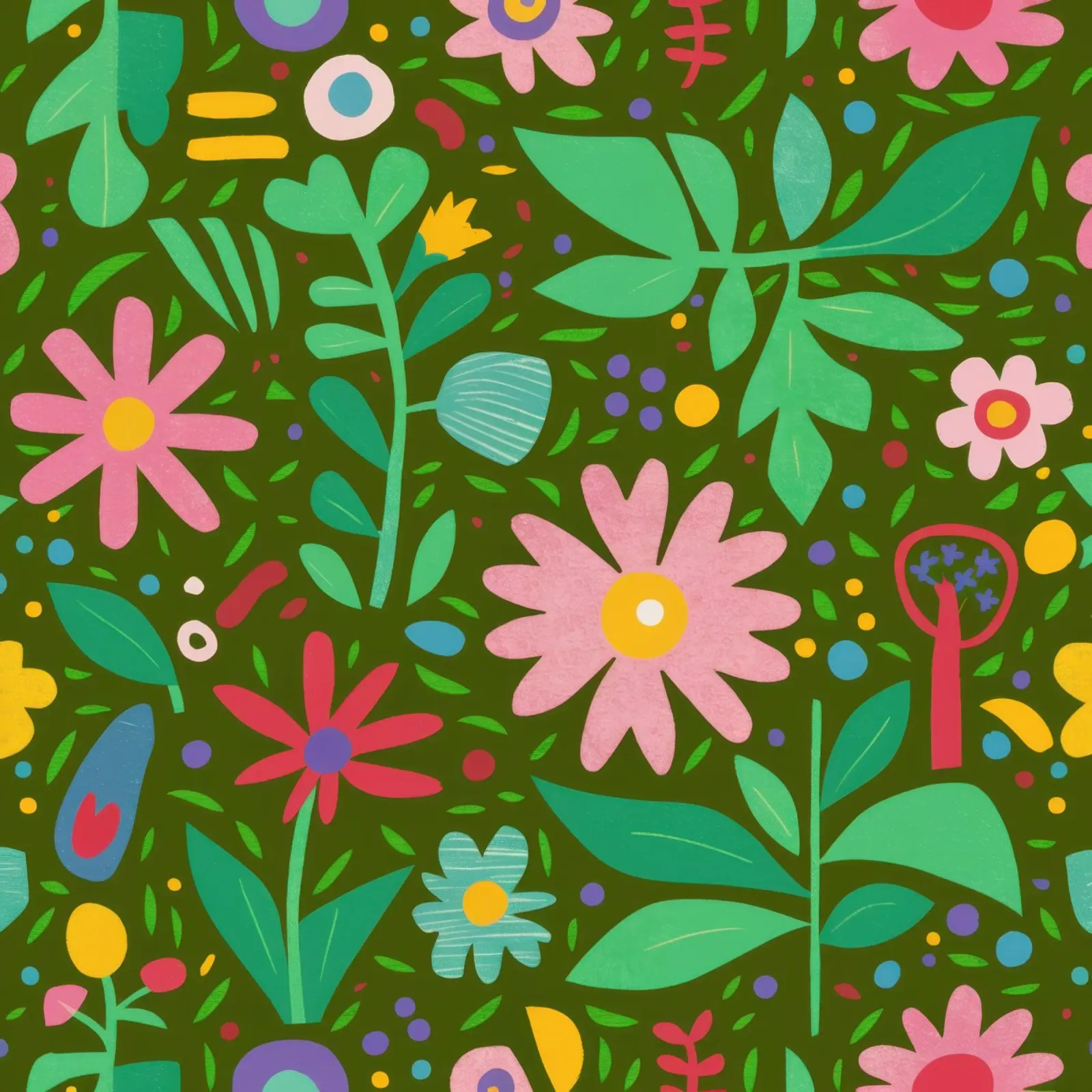 Verdant Garden Pattern canvas with Floater frame by Trace Brush