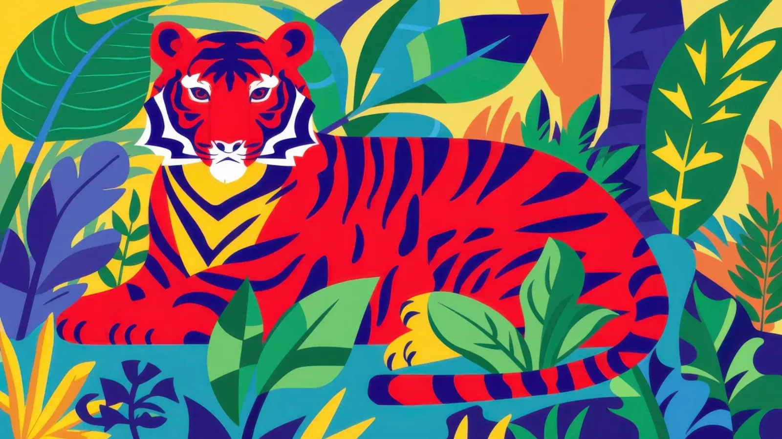 Tigre rossa a riposo poster con telaio in legno da Irish Strokes