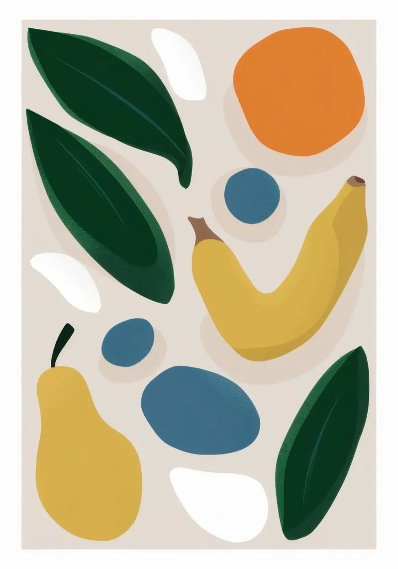 Forme di frutta destrutturate poster da Trace Brush