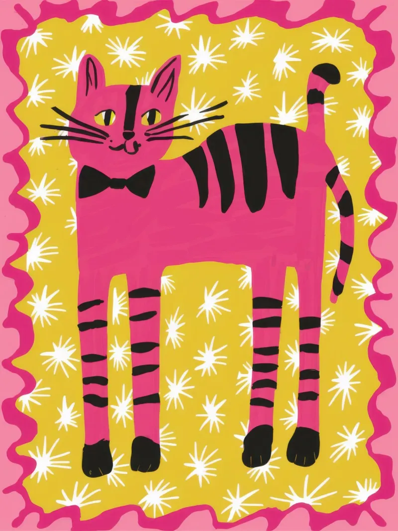 Tigre Rosa Dapper tela con Cornice a cassetta da Irish Strokes