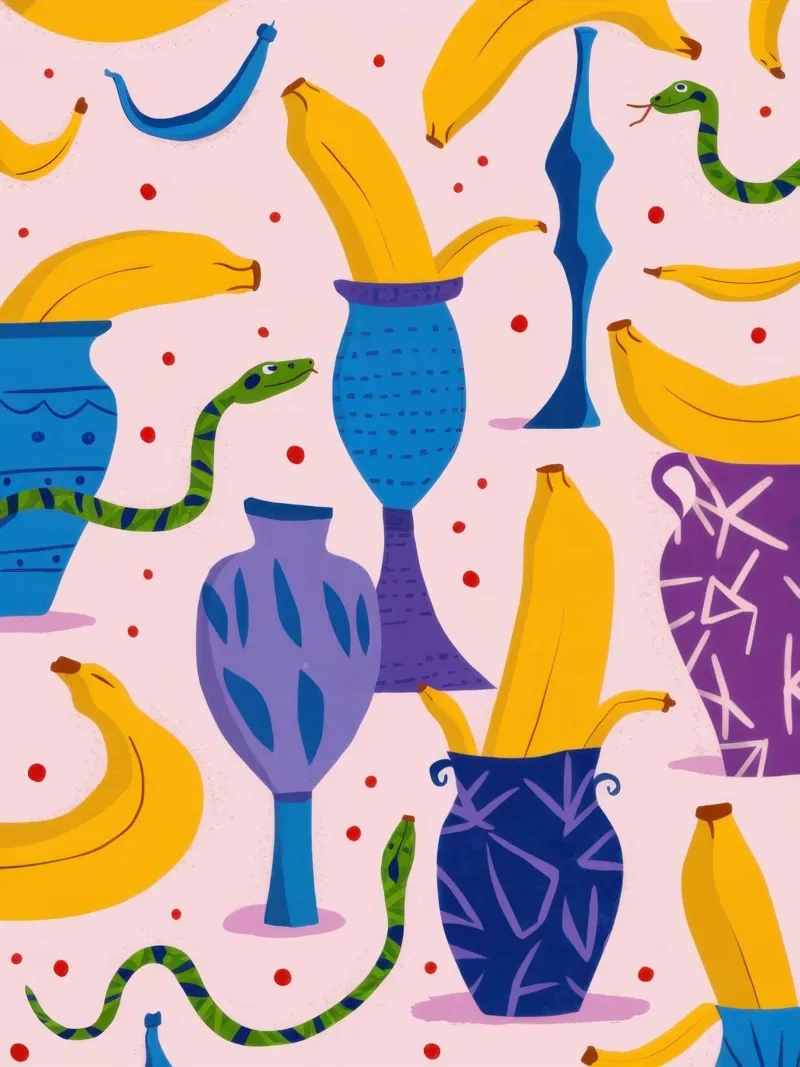 Pattern di frutta Pop Art poster con telaio in alluminio da Luna Aura
