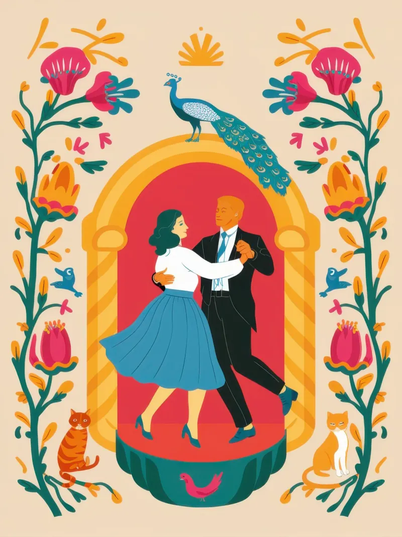 Ballerini dell'Arco del Pavone poster da Luna Aura
