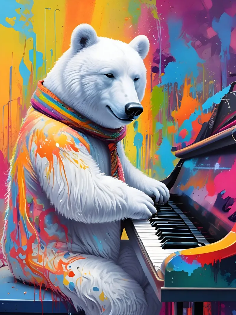 Orso bianco che suona il pianoforte poster da MakArena