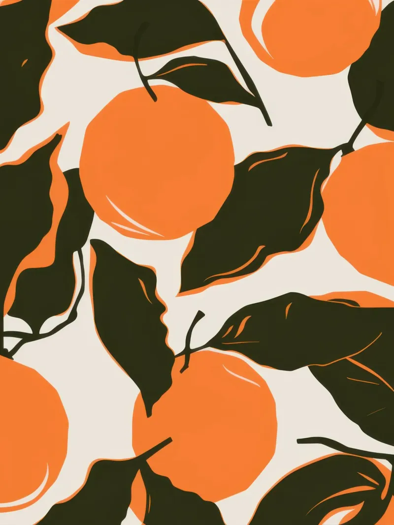 Orange Grove Pattern canvas with Floater frame by Luna Aura