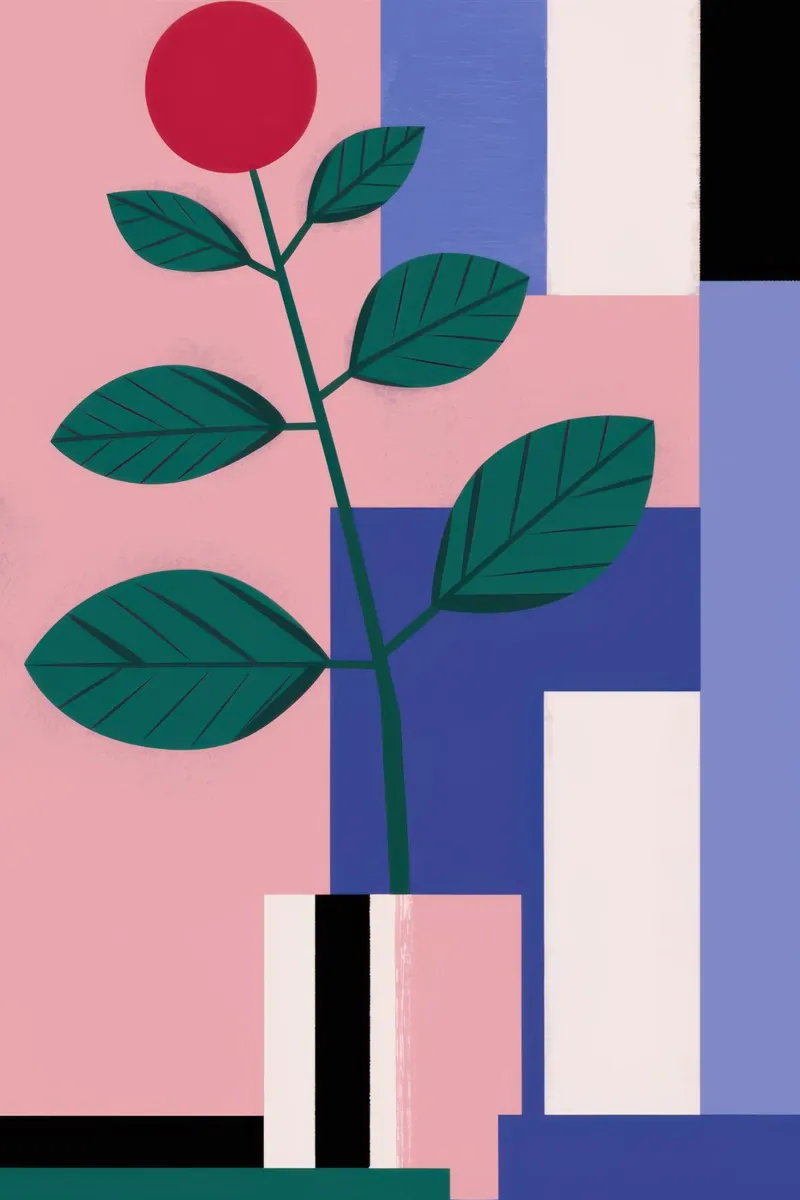 Geometrischer Anstieg der Blüte Leinwand mit Schattenfugenrahmen von Selene Shade