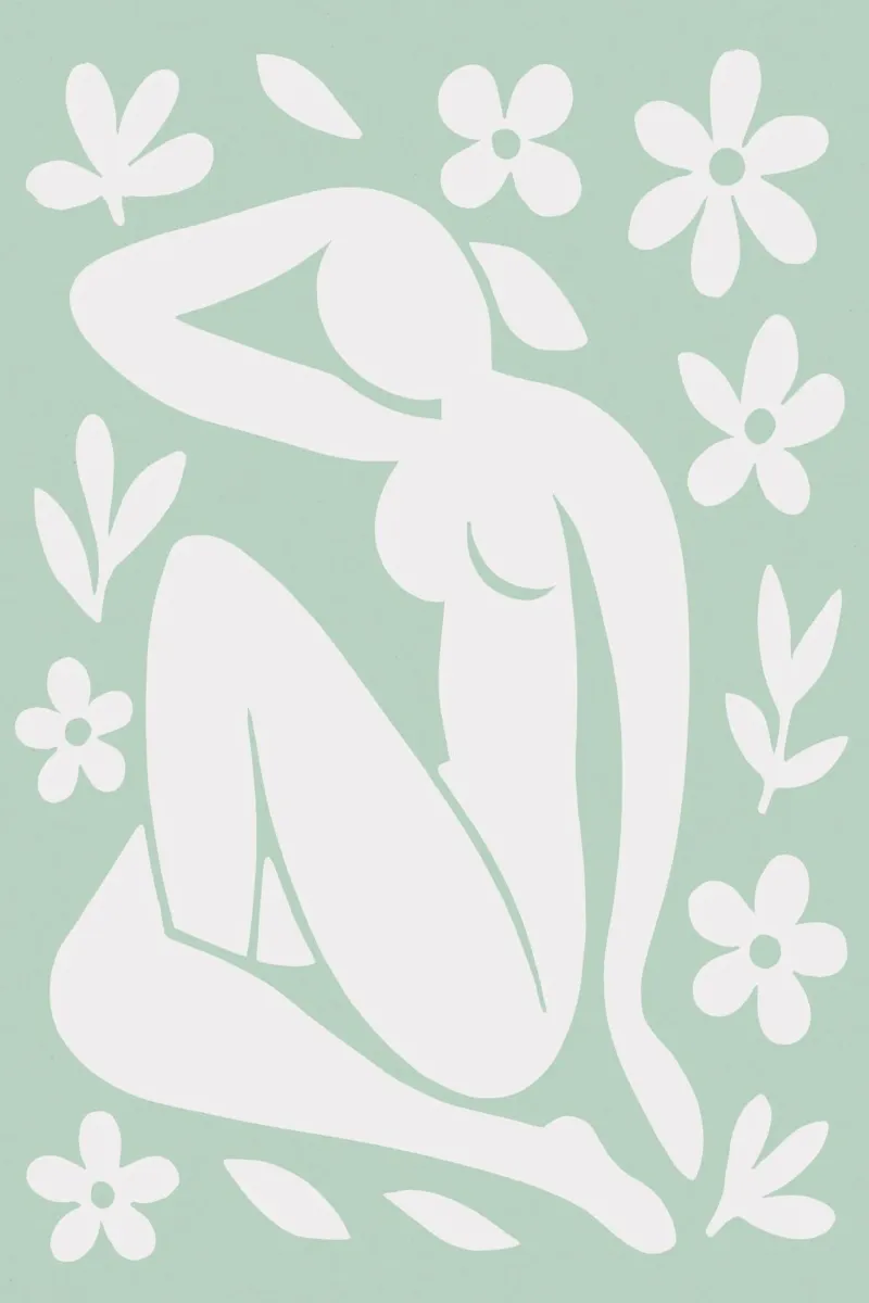 Fleur et forme (mint) poster con telaio in legno da treechild