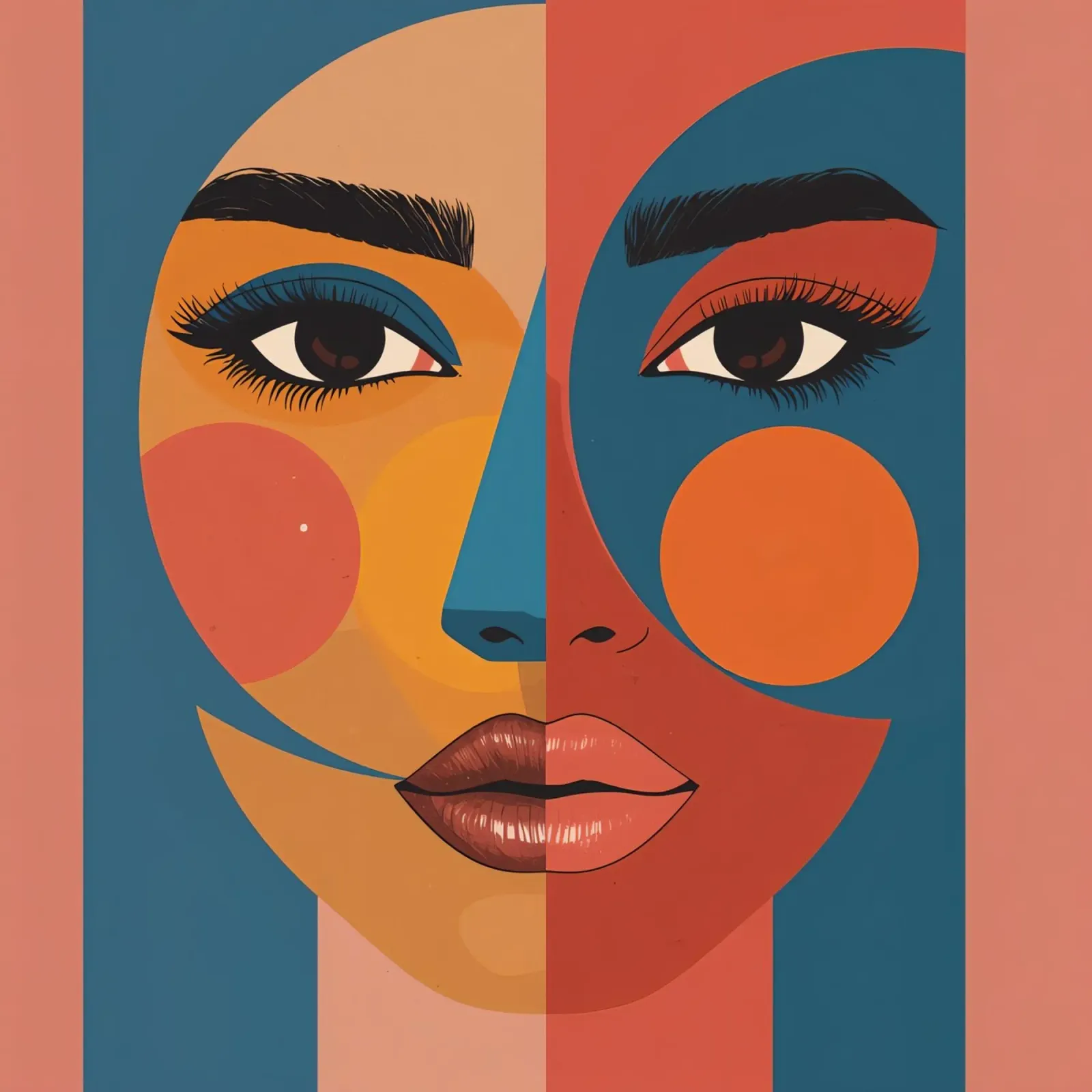 Abstract Portrait Divided by Geometric Shapes and Color poster with plastic frame by DesignDoodle