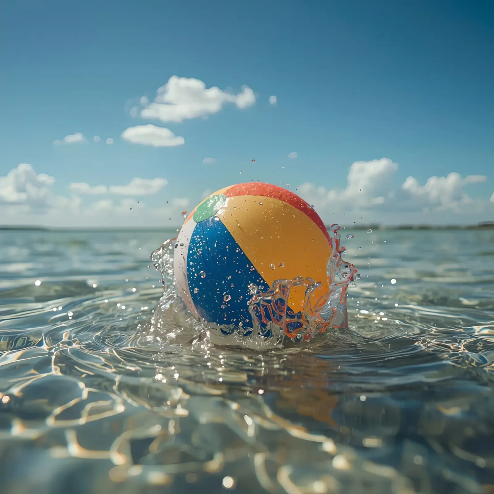 Beach Ball Floating in Water canvas with Floater frame by DesignDoodle