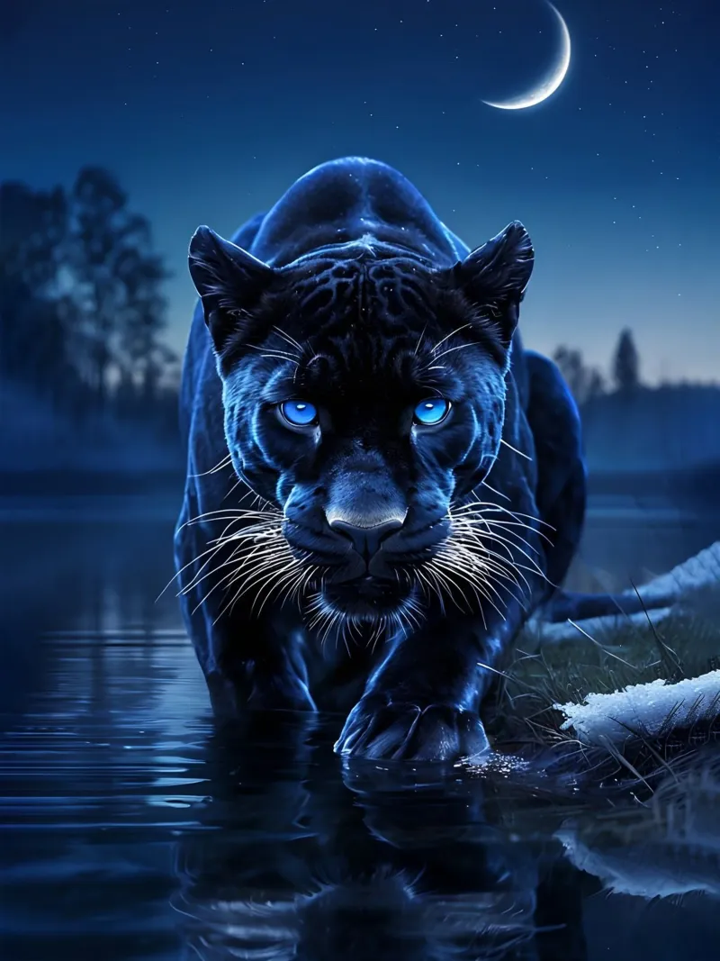 Pantera a caccia poster con telaio in alluminio da 🥝 KIWI STORE