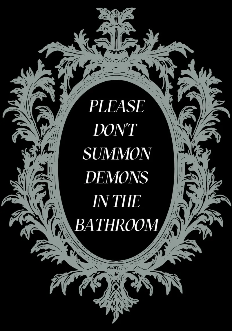 Don't Summon Demons Bathroom Sign tela con Cornice a cassetta da ramosashop