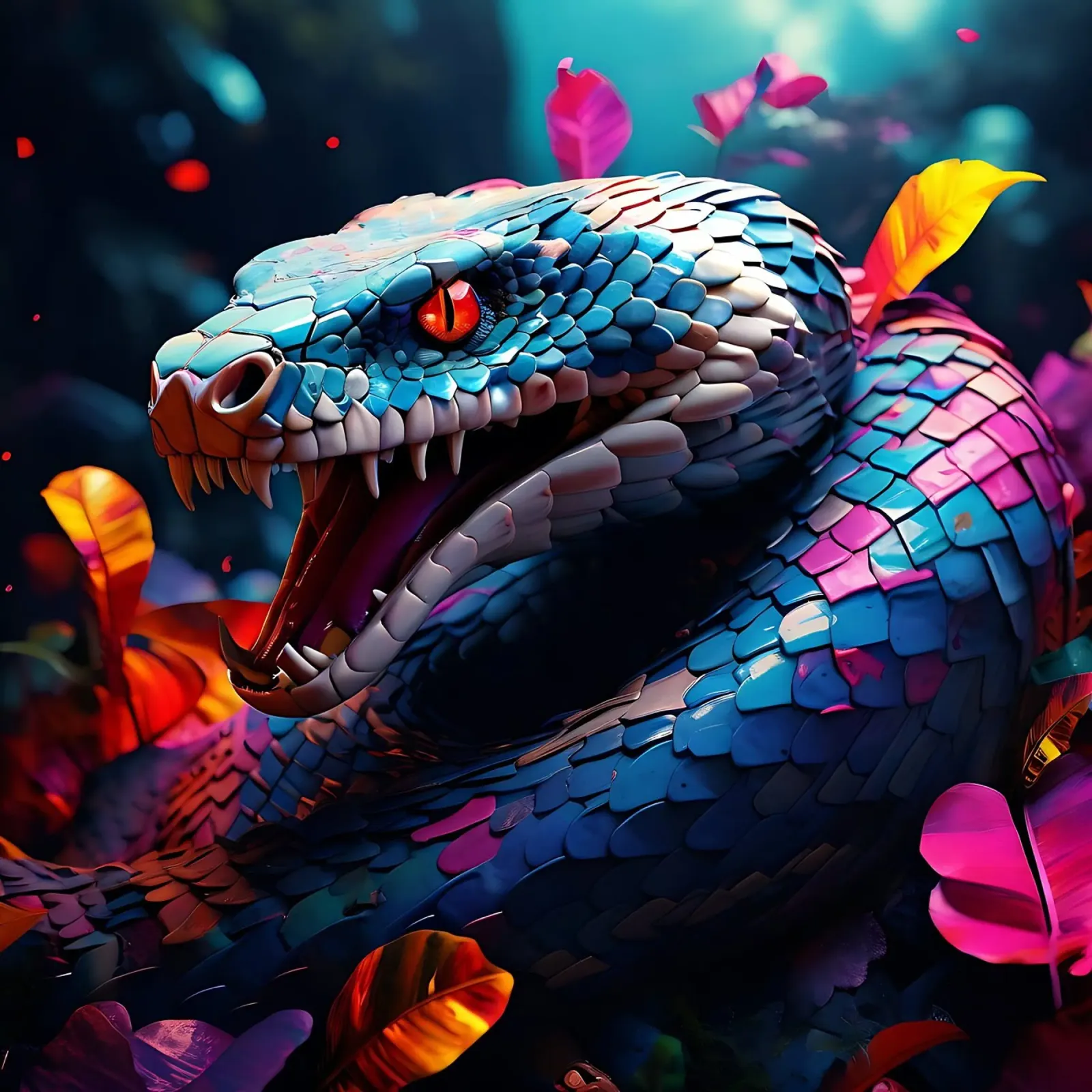 Serpente_Stile_J_2 carta hahnemühle da Tierisch bunt by LK