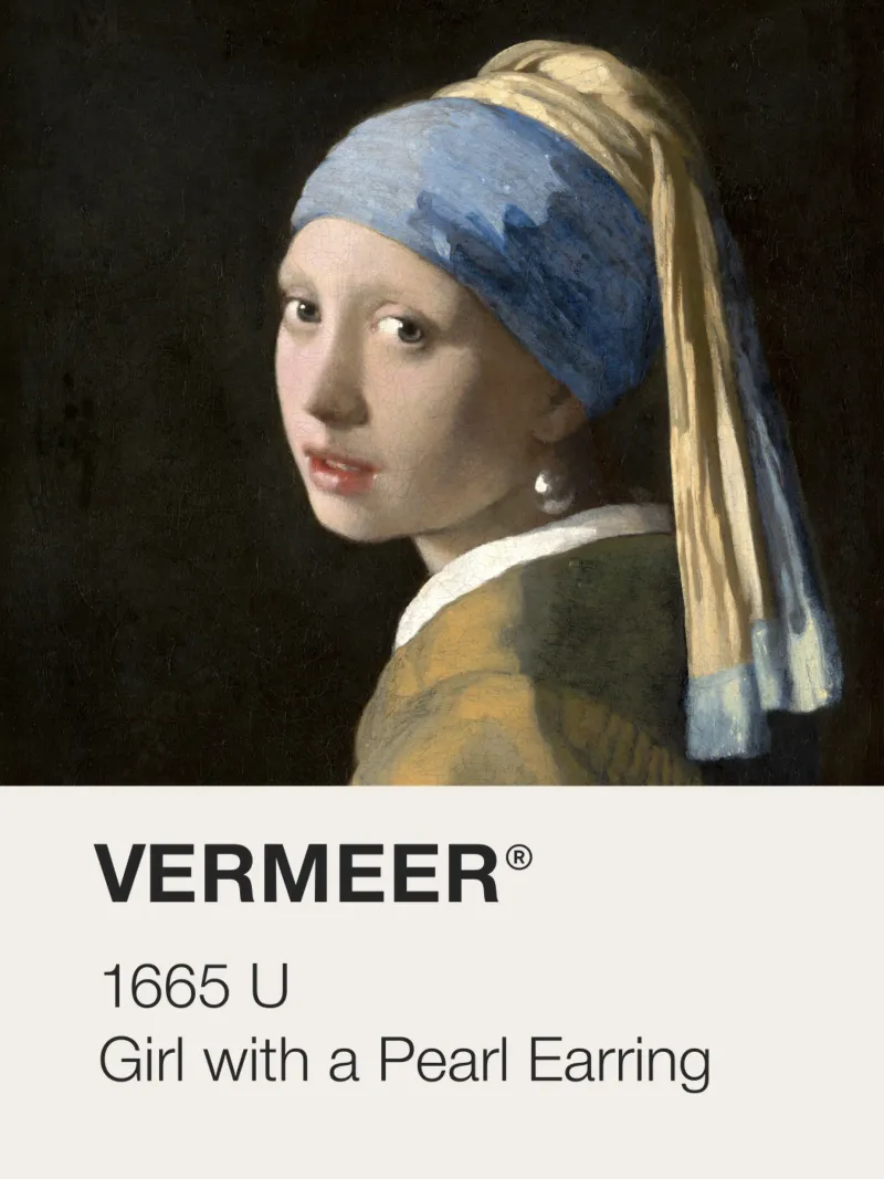 Vermeer Pantone poster con telaio in alluminio da Vintagrafica