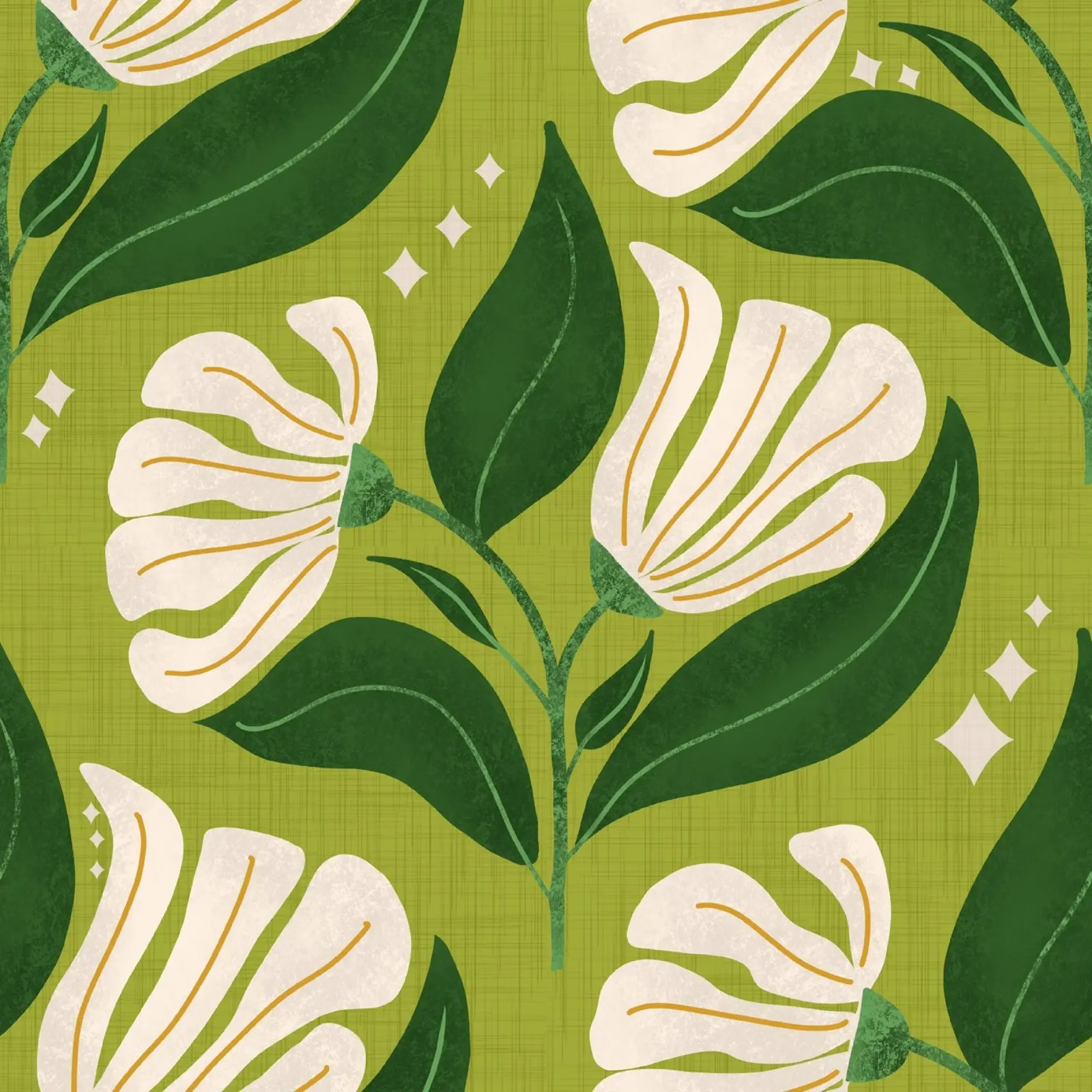 Fiori crema retrò anni '70 - Verde avocado poster con telaio in alluminio da susanacosta