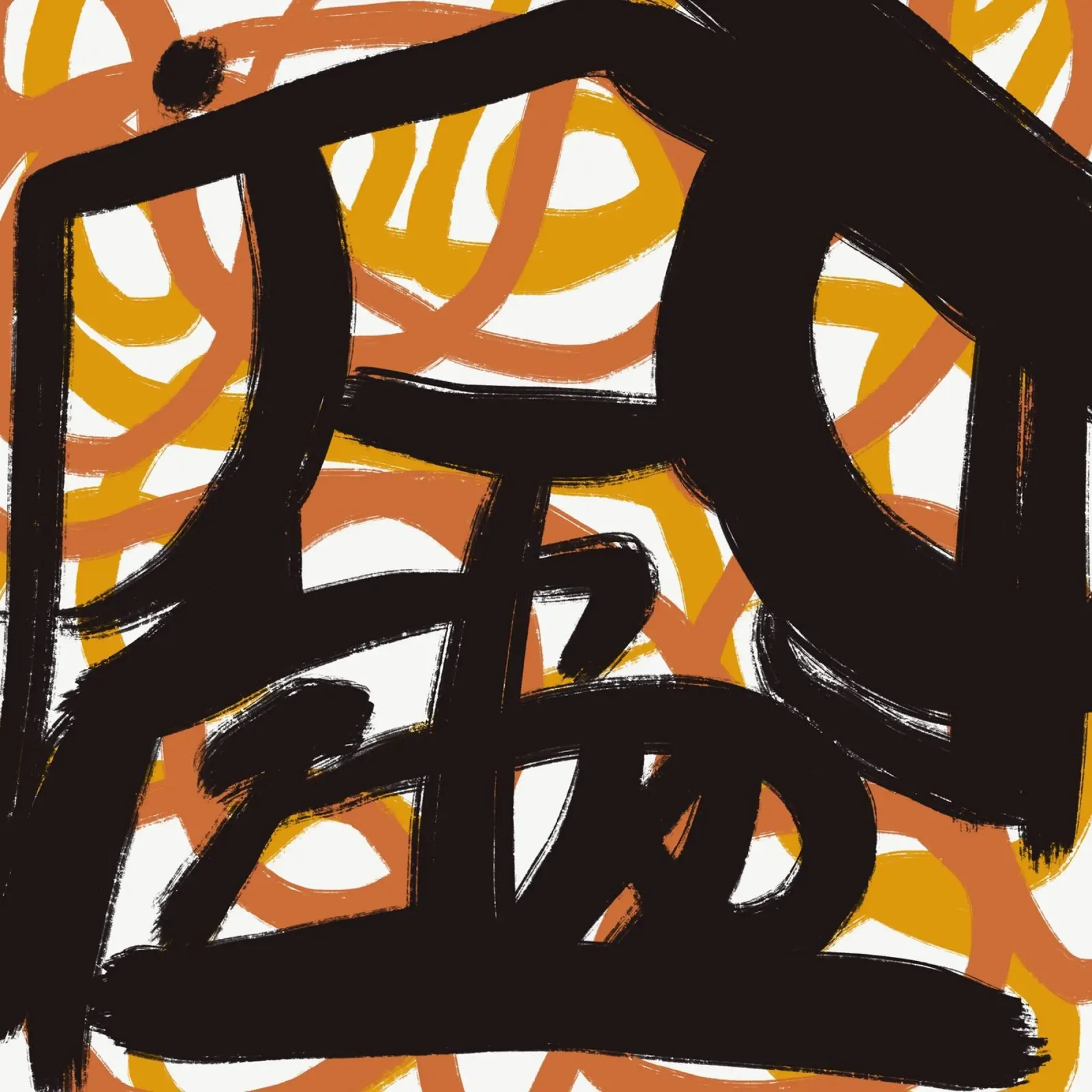 Calligrafia asiatica espressiva 04 poster con telaio in alluminio da Little Dean