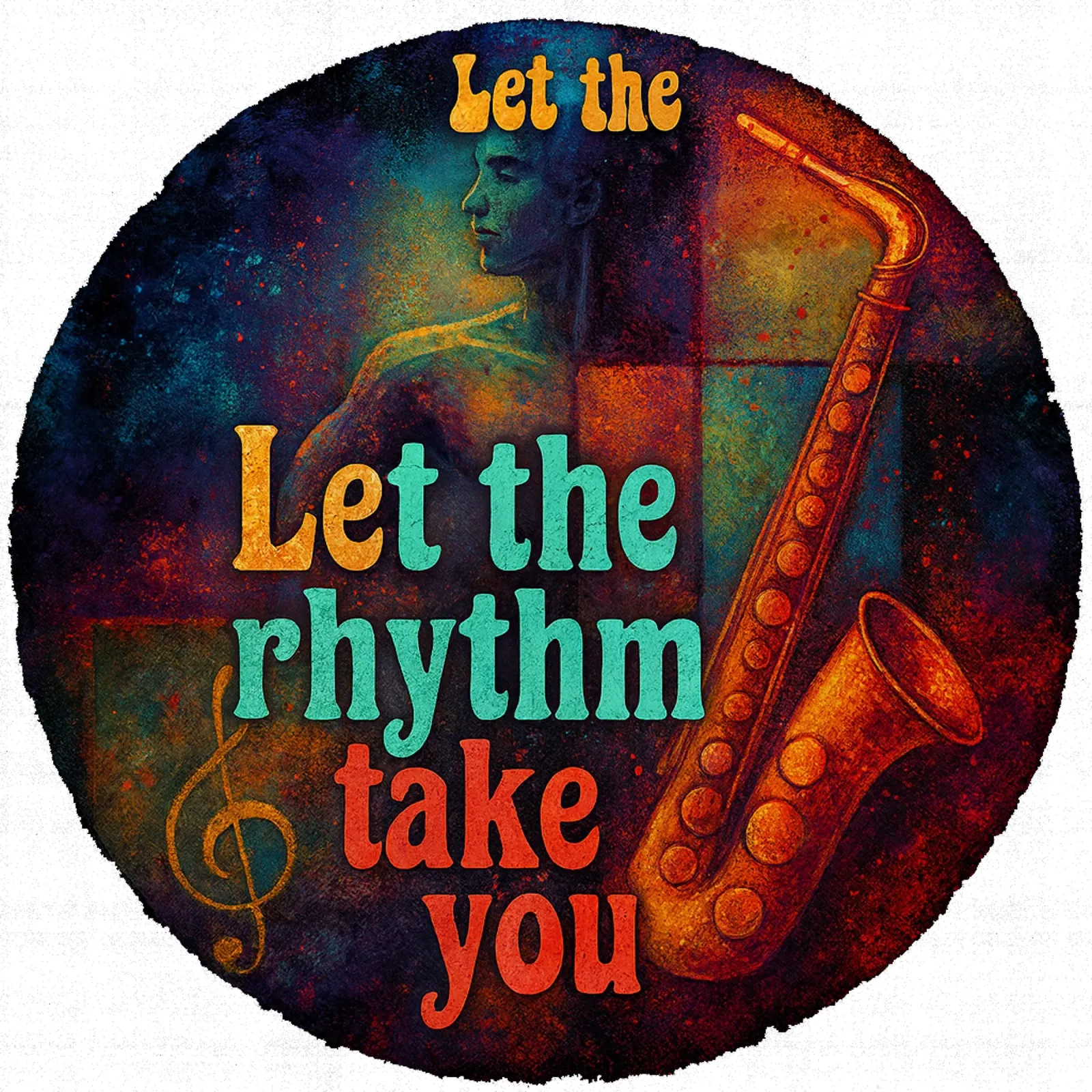 LET THE RHYTHM TAKE YOU poster con telaio in legno da Vintage Van Gogh